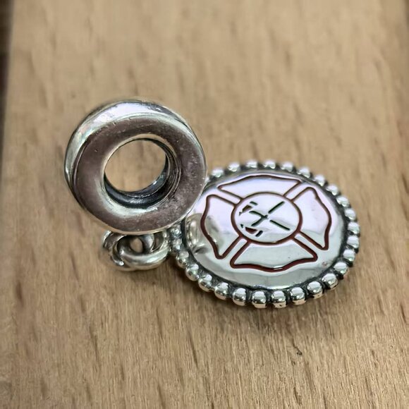 Pandora Firefighter Dangle Charm, Mixed Enamel, S925 Silver Bracelets - Picture 3 of 4